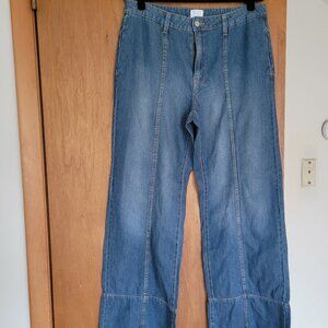 Time and Tru Wide Leg Jeans Raw Hem Size 12 Y2K Boho